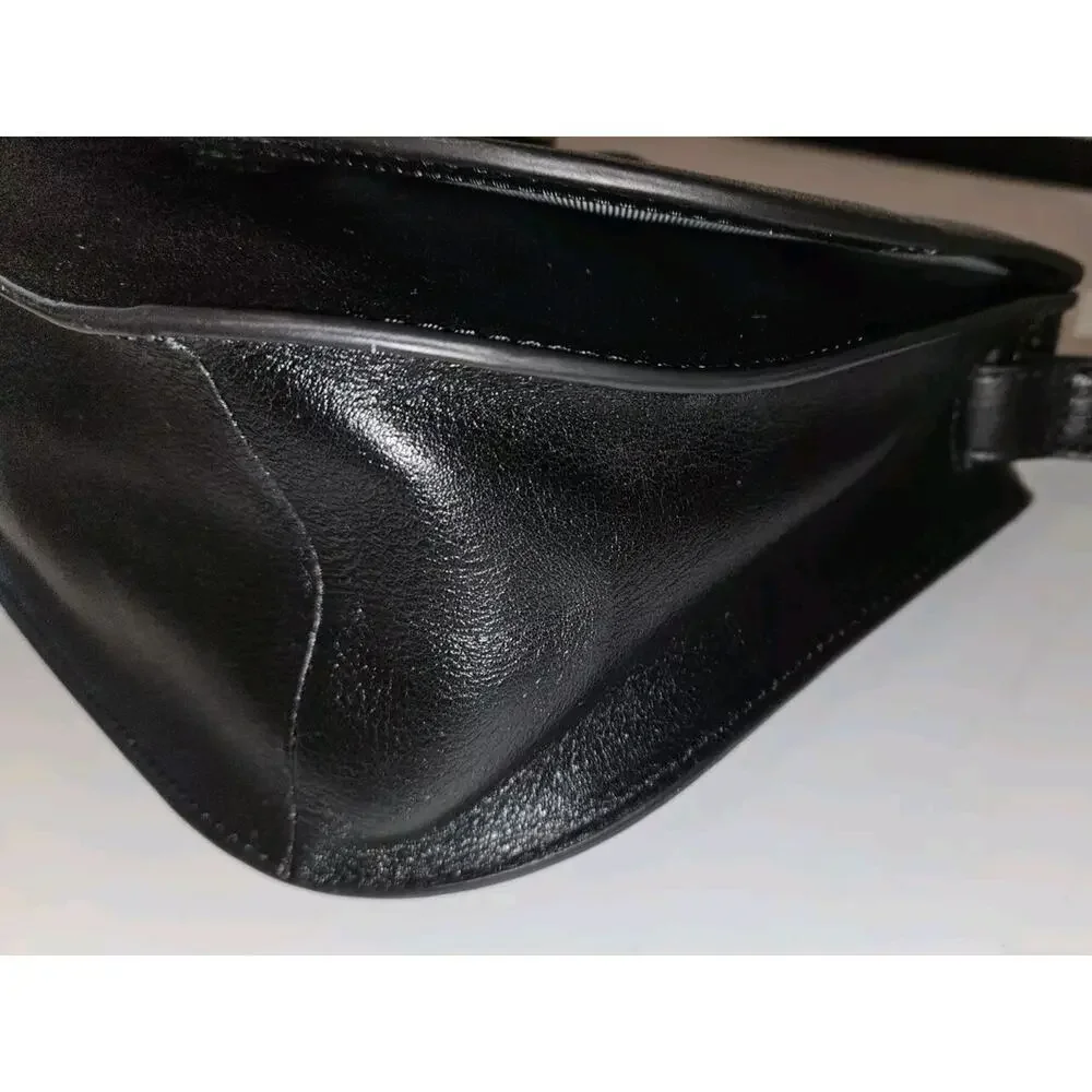 Fossil Wiley leather Saddle Bag Crossbody Black 9.5x8.5x4
